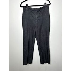 Vintage Ann Taylor Pants 10 Black Trouser Denim Cambray High Rise Wide Leg Chino